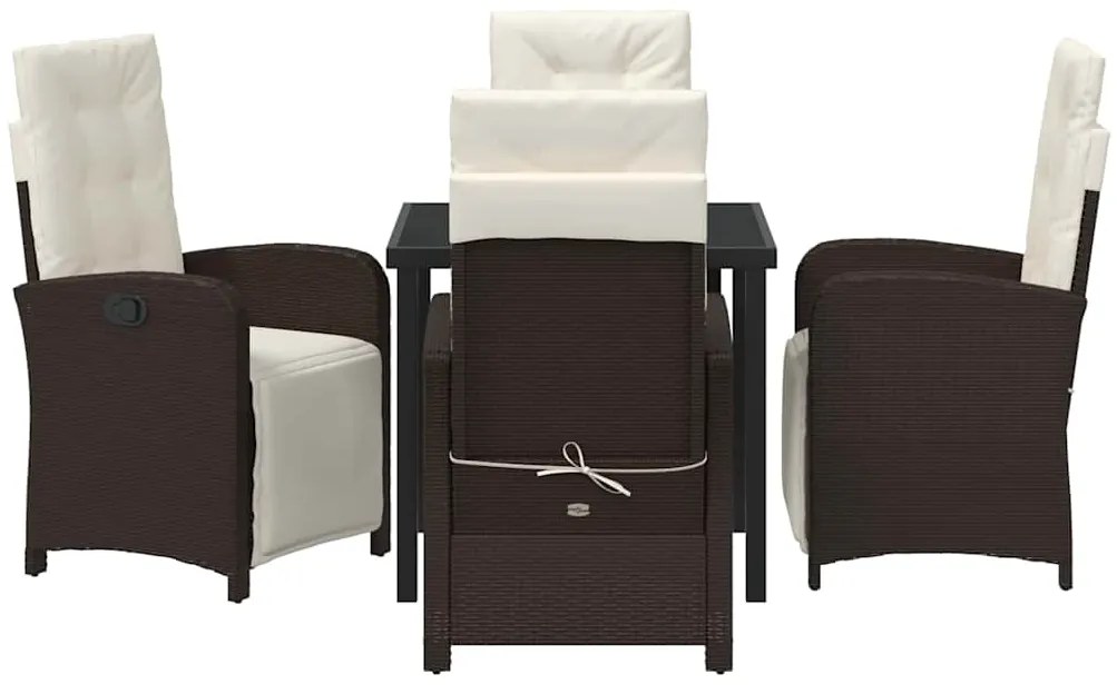 Conjunto de Jantar de Jardim 5 Peças com Almofadas em Rattan Marrom