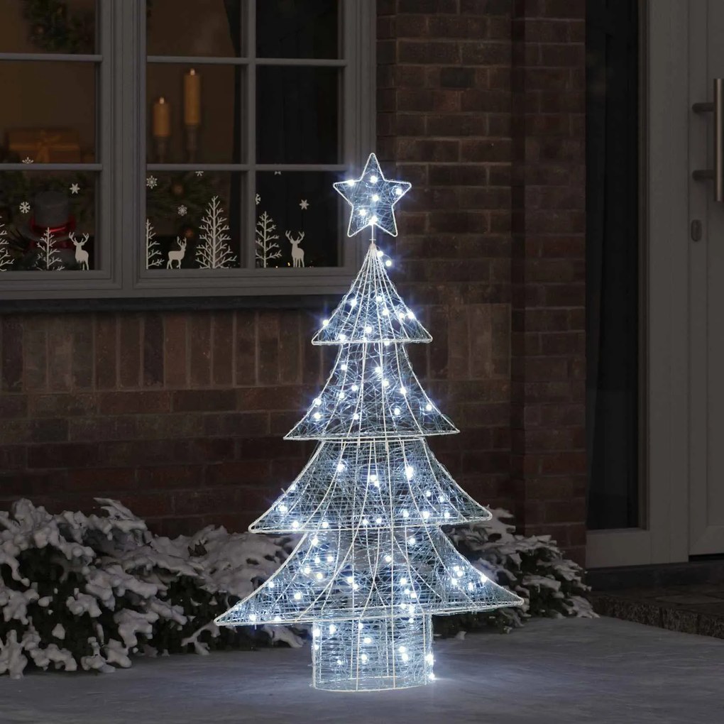 vidaXL Árvore de Natal com 100 LEDs Branco frio 122 cm Acrílo