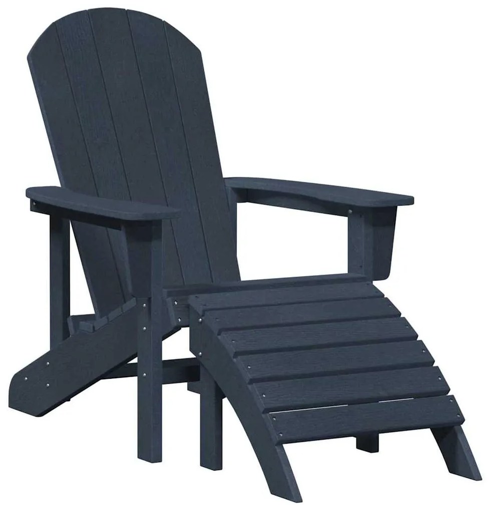 Cadeira Adirondack com Descanso de Pés Azul-marinho HDPE