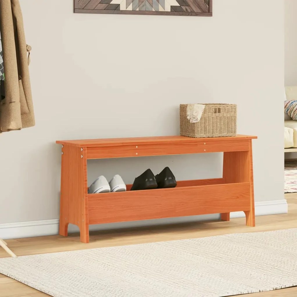 Banco de corredor 100x28x45 cm pinho maciço castanho cera