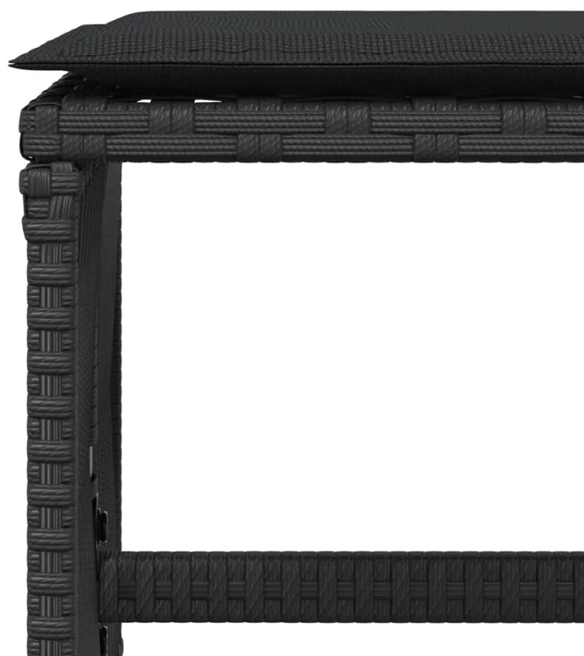 Bancos de jardim com almofadões 4 pcs 41x41x36 cm vime PE preto
