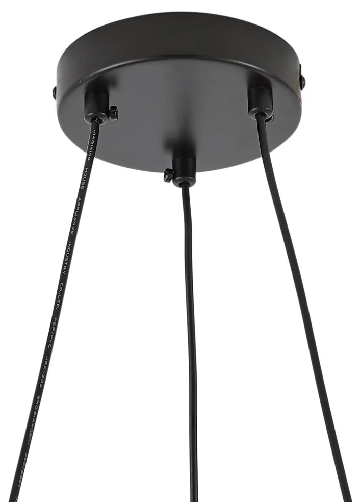 Candeeiro suspenso preto com vidro fumado e âmbar redondo 8 luzes - Monaco