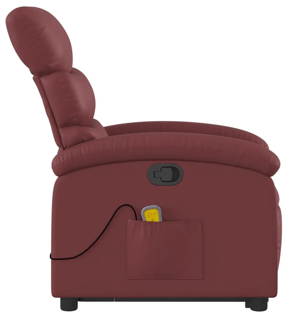 Poltrona massagens reclinável couro artificial vermelho tinto