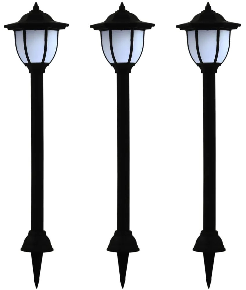 Candeeiro solar LED de exterior 3 pcs preto