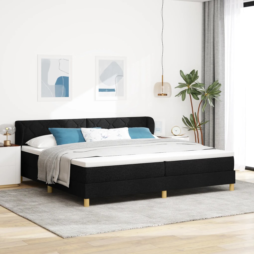 Cama Box Spring vidaXL com Colchão - Preto, 200x200 cm, Tecido