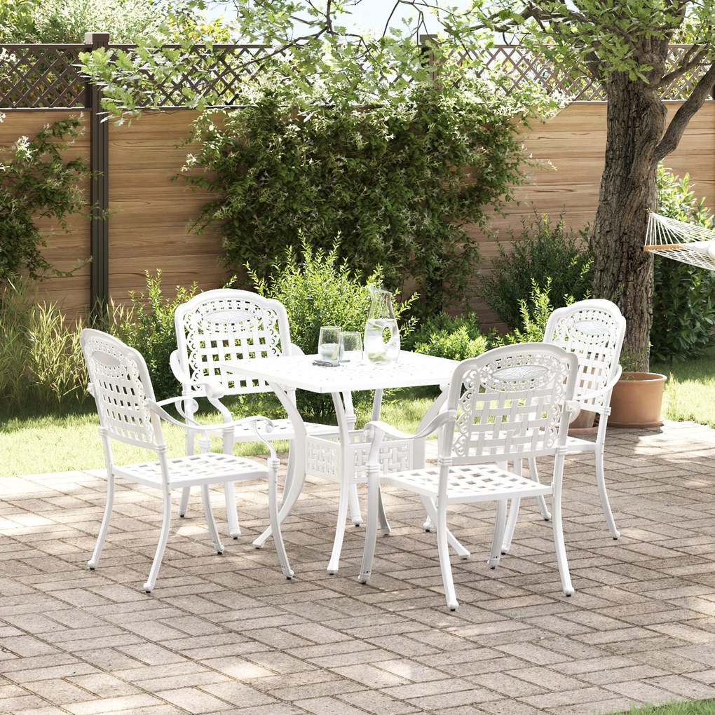 Conjunto de Jantar de Jardim de 5 Peças vidaXL Branco em Alumínio Fundido