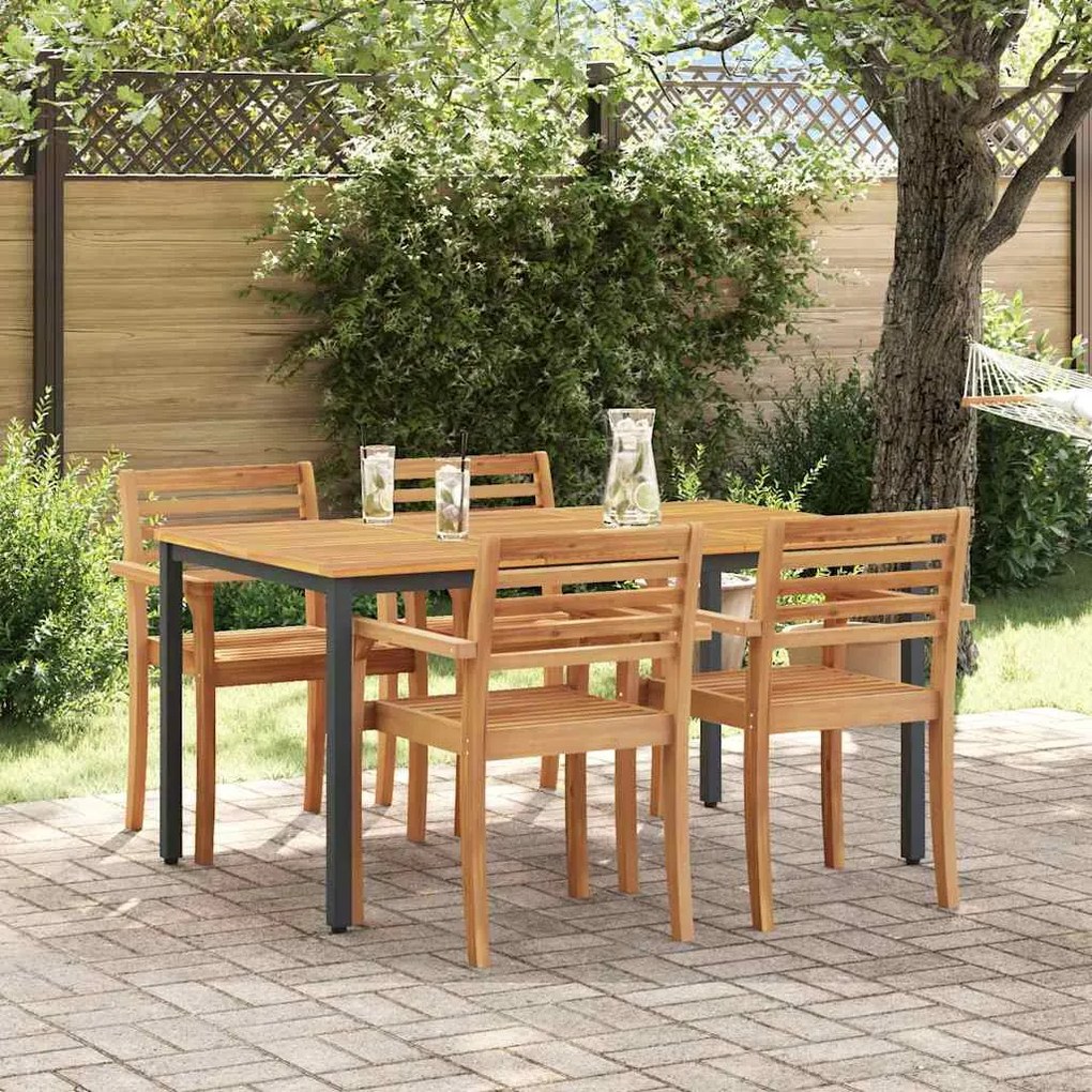 vidaXL Mesas para exterior Natural e preto 150 x 90 x 75 cm