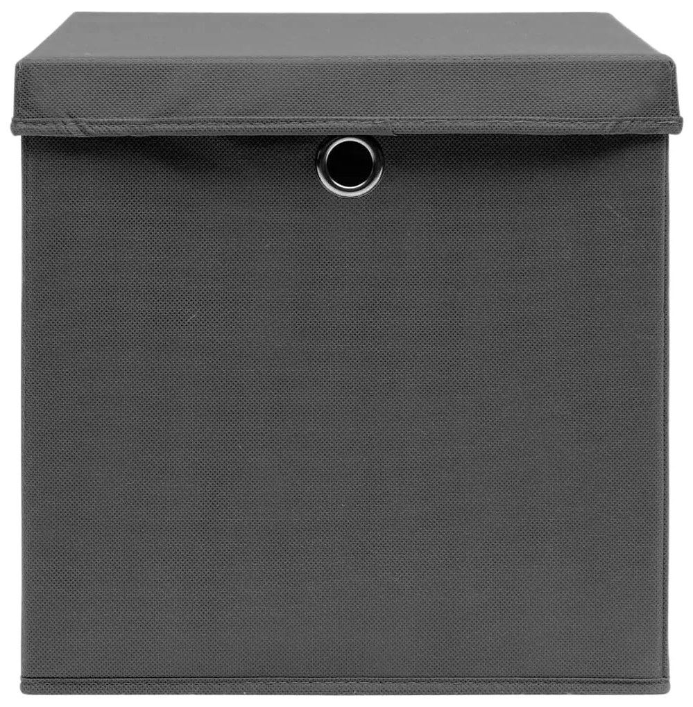 Caixas de arrumação com tampas 4 pcs 28x28x28 cm cinza
