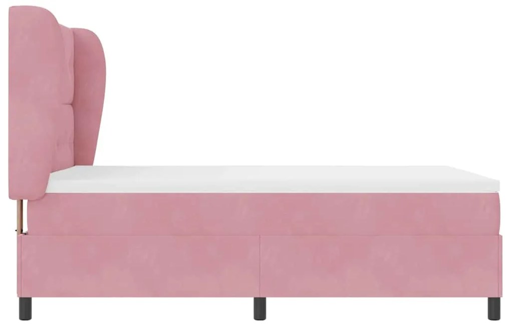Cama Box com Colchão Rosa 140x200 cm em Veludo