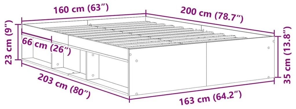 Estrutura de cama 160x200 cm preto