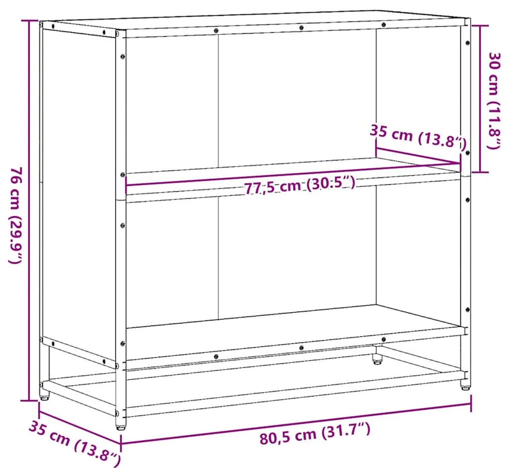 Estante 80,5x35x76 cm derivados de madeira cinzento sonoma