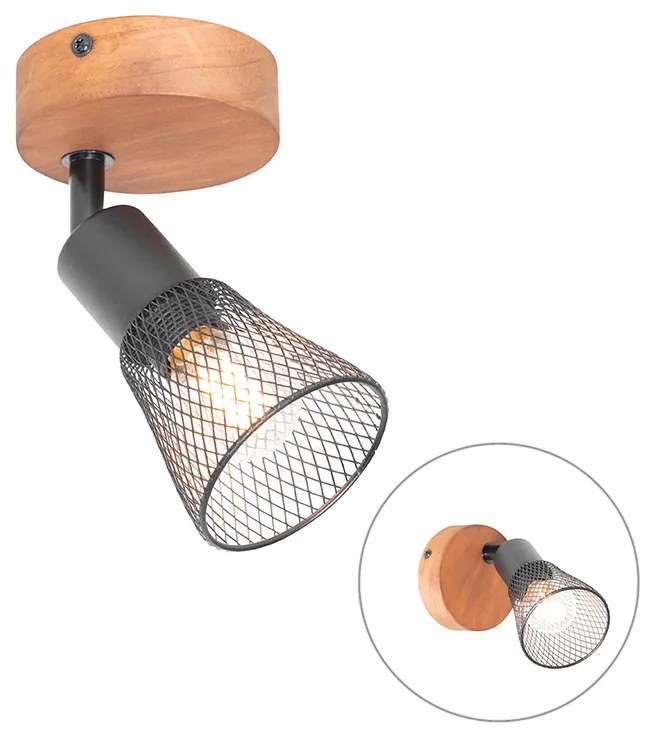 Projetores industriais pretos com madeira - Kristina