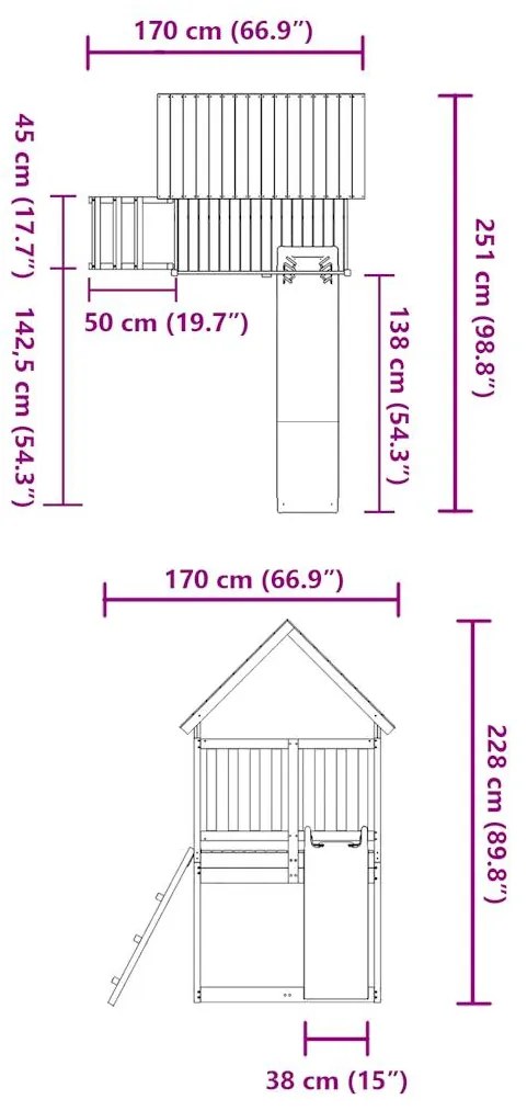 Conjunto de brincar para exterior madeira de douglas maciça