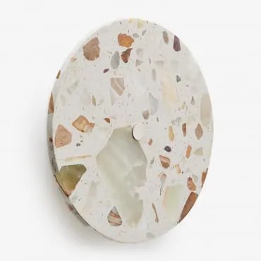 Aplique De Parede Ø20 Cm Led Em Pedra Natural Balduina Terrazzo Natural - Sklum