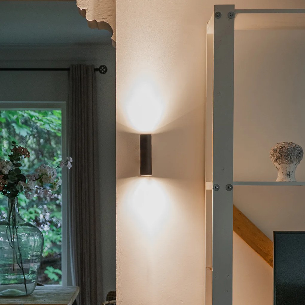 Candeeiro de parede inteligente moderno preto com 2 GU10 Wifi - Jeana