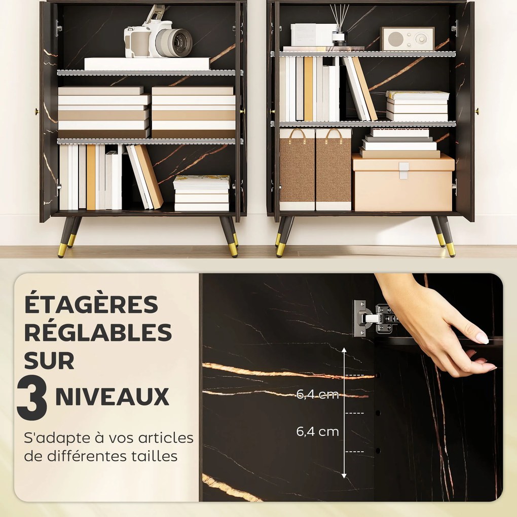 Estante, com 6 prateleiras 70 x 35 x 170 cm, móvel de arrumação com 6 prateleiras abertas, porta de vidro e armário embutido, preto