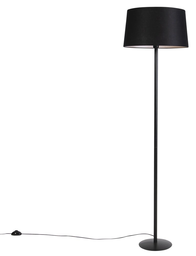 Candeeiro de pé preto com abajur de linho preto 45 cm - Simplo