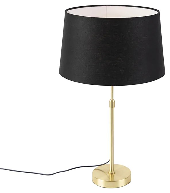 Candeeiro de mesa dourado/latão com abajur de linho preto 35 cm - Parte Moderno