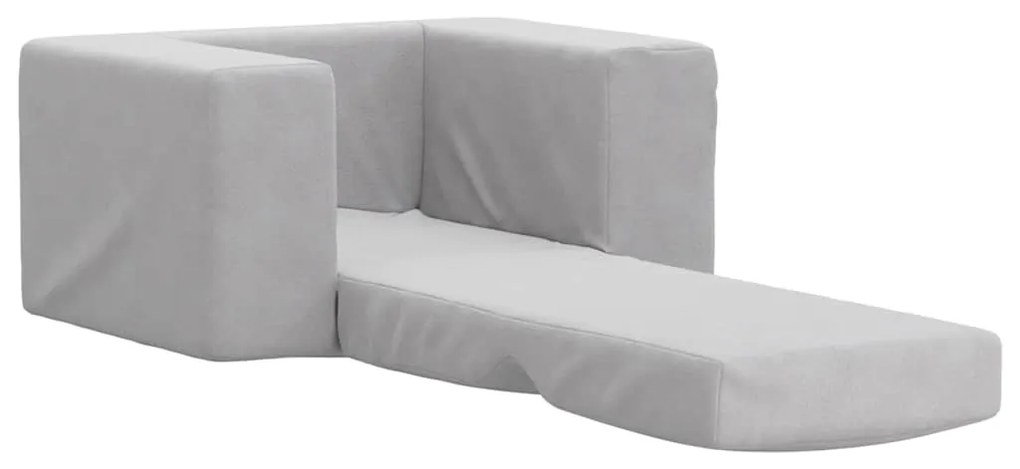 Sofá-cama infantil pelúcia macia cinzento-claro