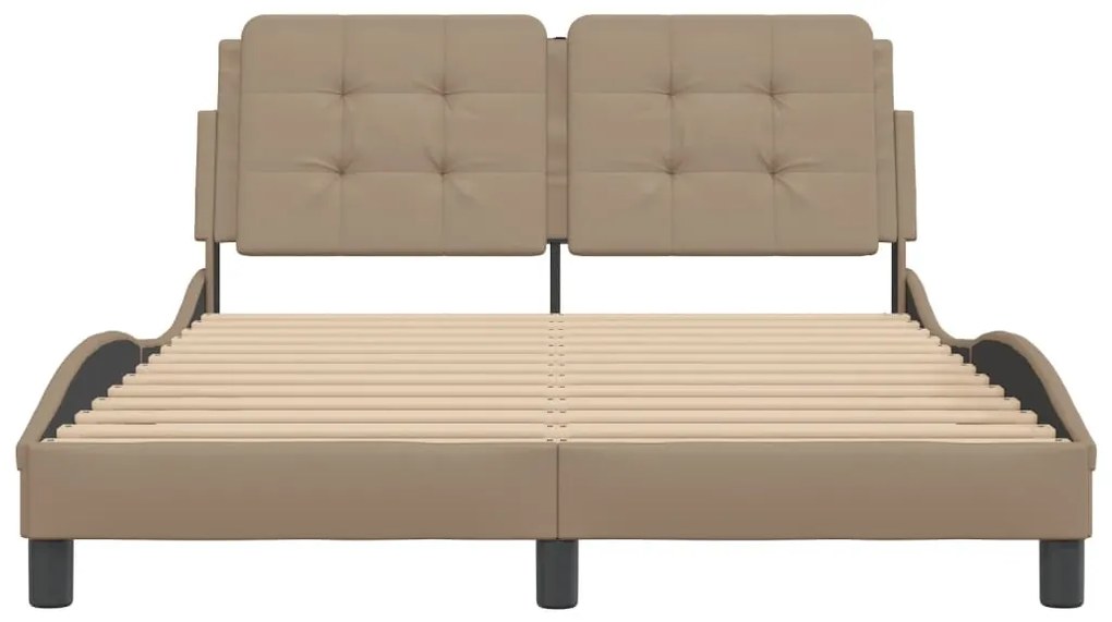 Estrutura cama cabeceira 120x200 cm couro artificial cappuccino