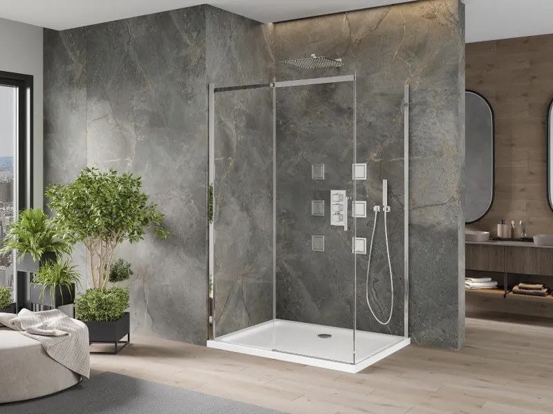 Mexen Omega cabine de duche de correr 120 x 70 cm, transparente, cromada + base de duche plana - 825-120-070-01-00-4010