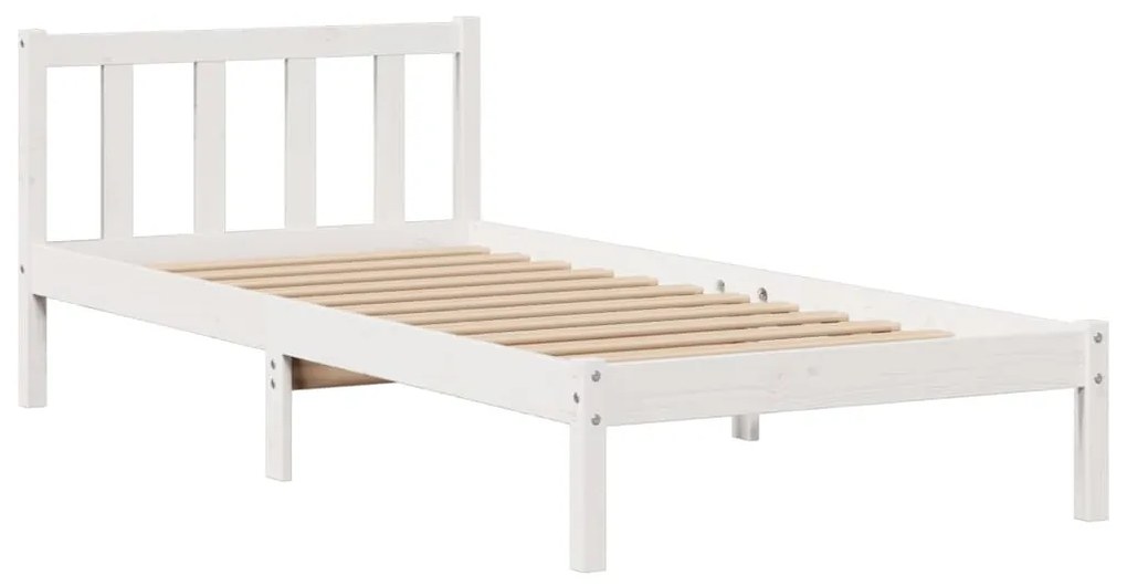 Cama com estante sem colchão 100x200 cm pinho maciço branco