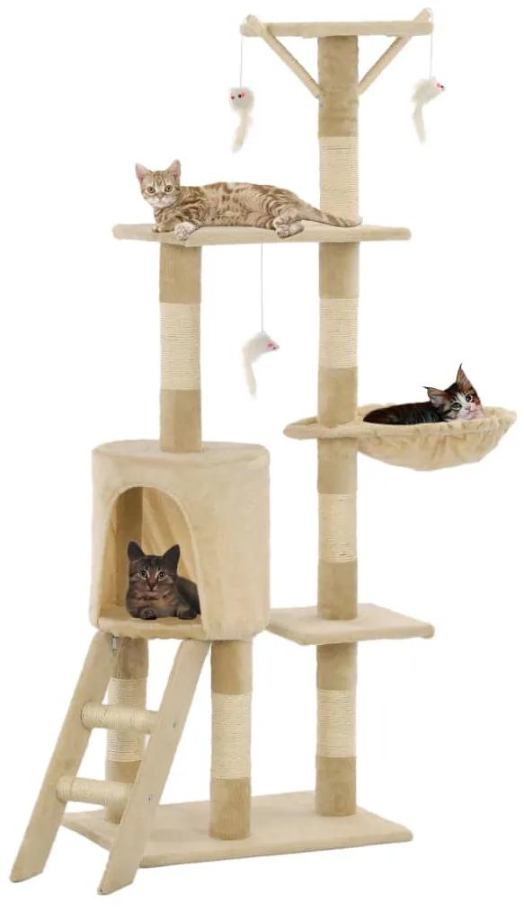 Árvore para gatos c/ postes arranhadores sisal 138 cm bege
