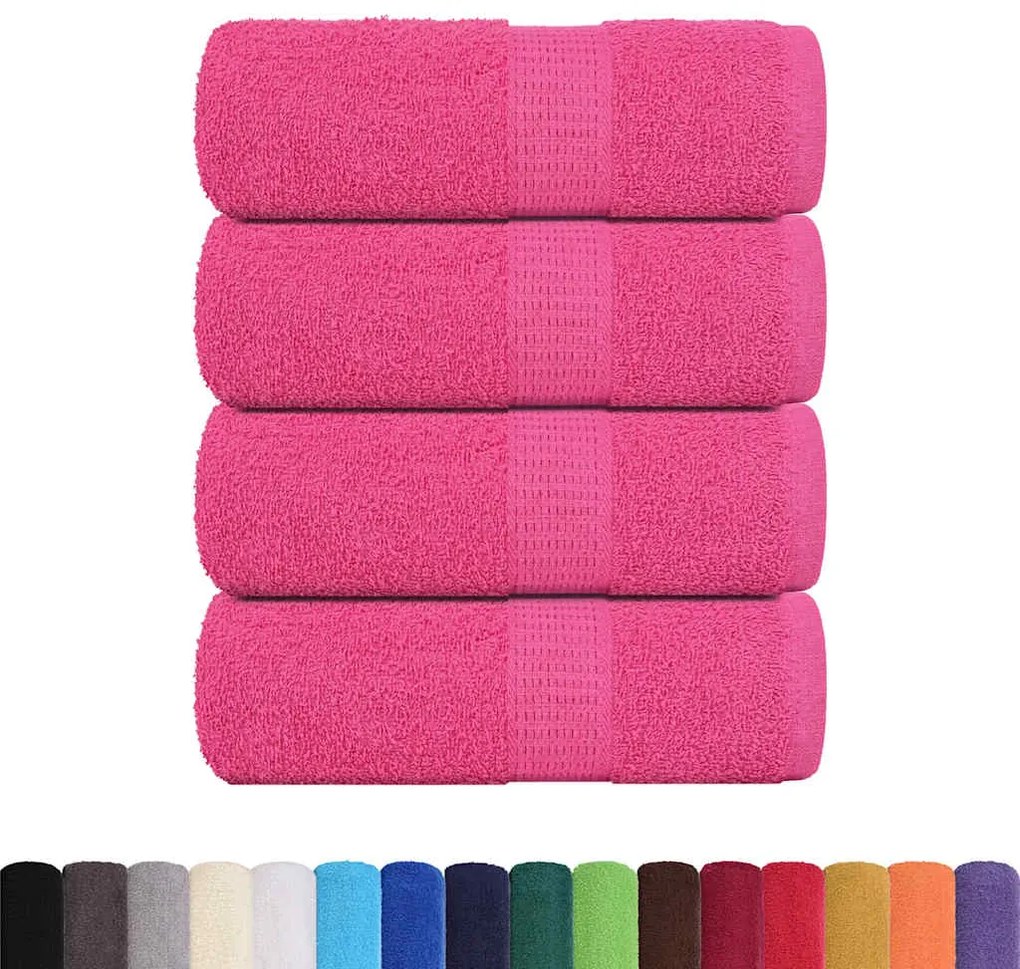 Toalhas de mãos 4 pcs 30x30 cm 360 g/m2 100% algodão rosa