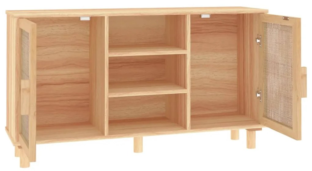Aparador 105x30x60 cm pinho maciço/vime natural castanho