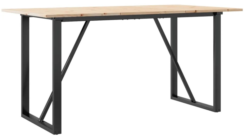 Mesa de jantar estrutura em O 140x80x75cm pinho e aço
