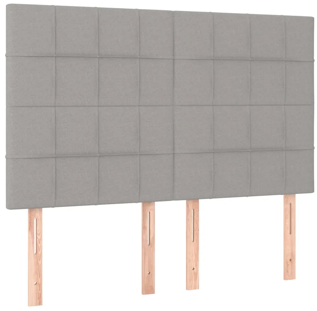 Cabeceira cama c/ luzes LED tecido 144x5x118/128cm cinza-claro