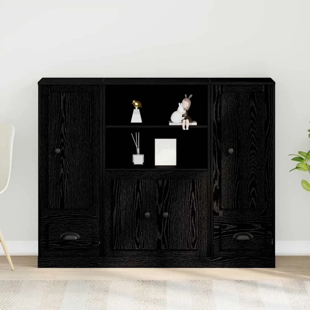 Highboard vidaXL Preto Carvalho 132x35,5x103,5 cm Madeira Engenharia
