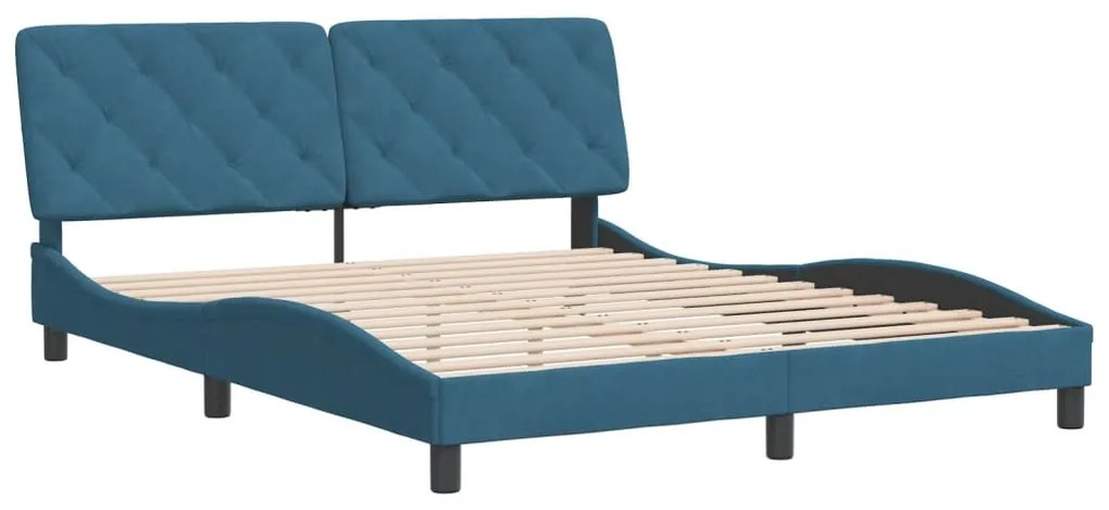 Estrutura de cama c/ cabeceira 160x200 cm veludo azul