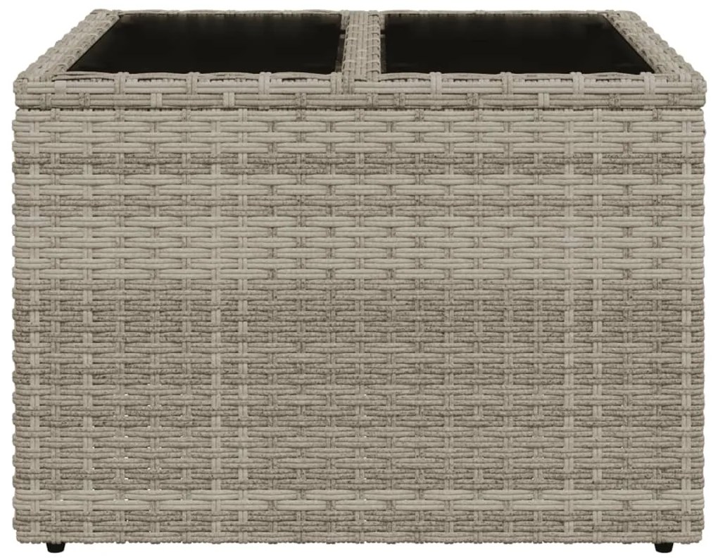Mesa de jardim c/ tampo de vidro 55x55x37cm vime PE cinza-claro