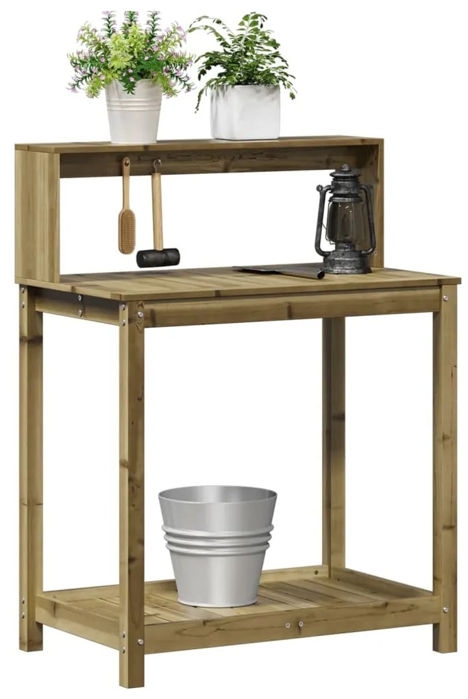 Mesa jardinagem c/ prateleiras 82,5x50x109,5cm pinho impregnado