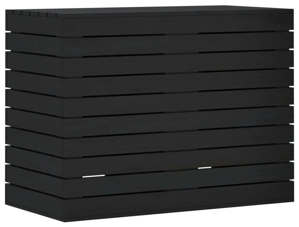 Cesto de roupa suja 88,5x44x66 cm madeira de pinho maciça preto