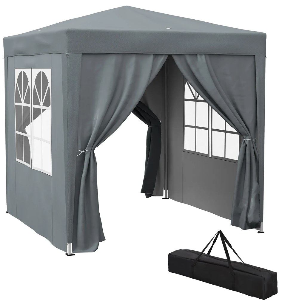 Outsunny Tenda de Jardim Exterior Tenda Dobrável Pop-Up Ajustável em Altura Proteção UV 2x2 m Cinza | Aosom Portugal