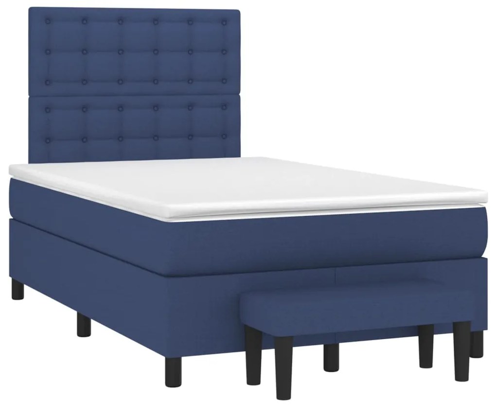 Cama boxspring com colchão 120x190 cm tecido azul