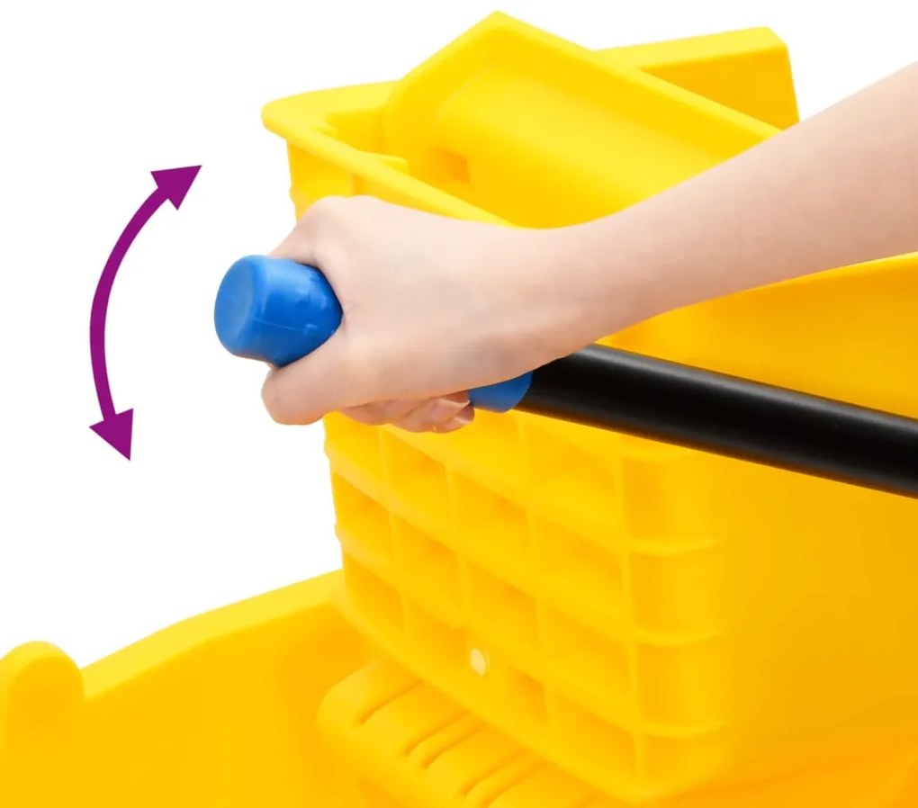 Balde de esfregona com espremedor e rodas 36 L PP amarelo