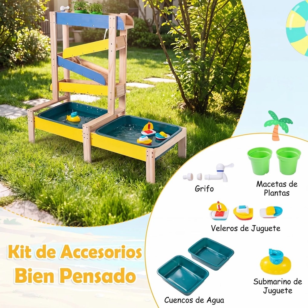 Mesa de Areia e Água para Crianças, 92 x 35 x 79,5 cm, Sistema Aquático Interativo, Multicolor