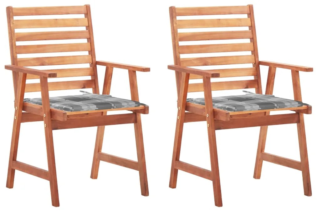 vidaXL Cadeiras de jantar p/ jardim 2 pcs c/ almofadões acácia maciça