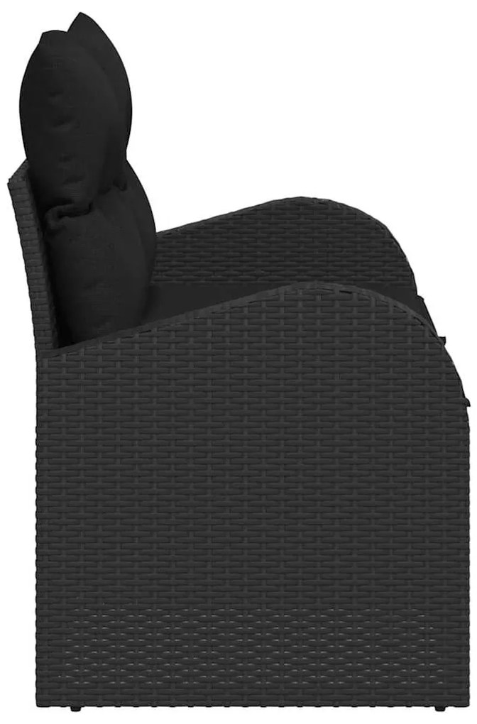 Sofá de Jardim 2 Lugares com Almofadas Preto Rattan Sintético