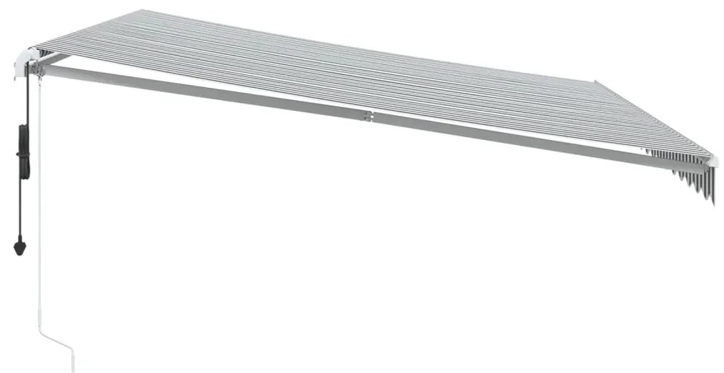 Toldo retrátil automático com LED 450x300 cm antracite/branco