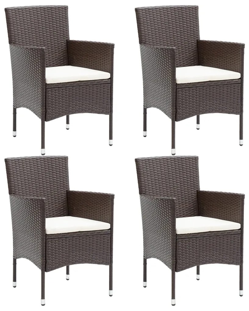 310565 vidaXL Cadeiras de jantar para jardim 4 pcs vime PE castanho