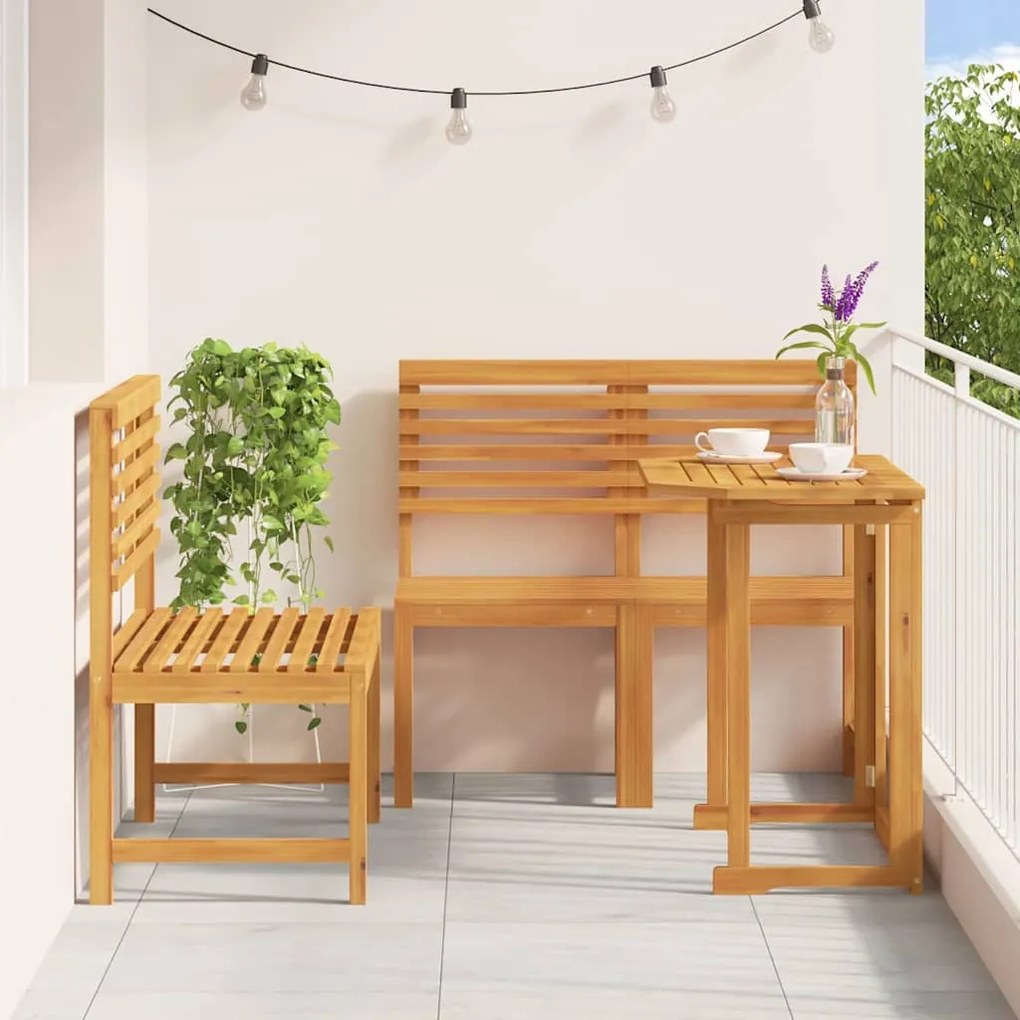 Conjunto de Jantar de Jardim com 4 Peças em Madeira Maciça de Acácia