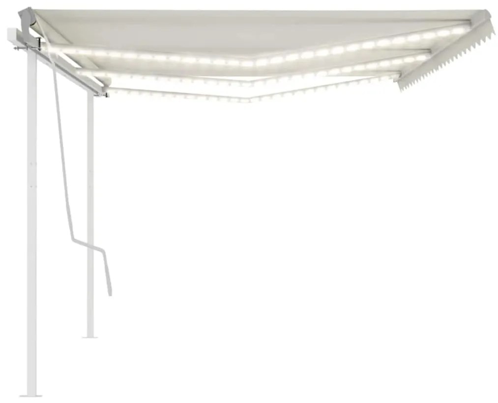 Toldo retrátil manual com LED 6x3 m cor creme