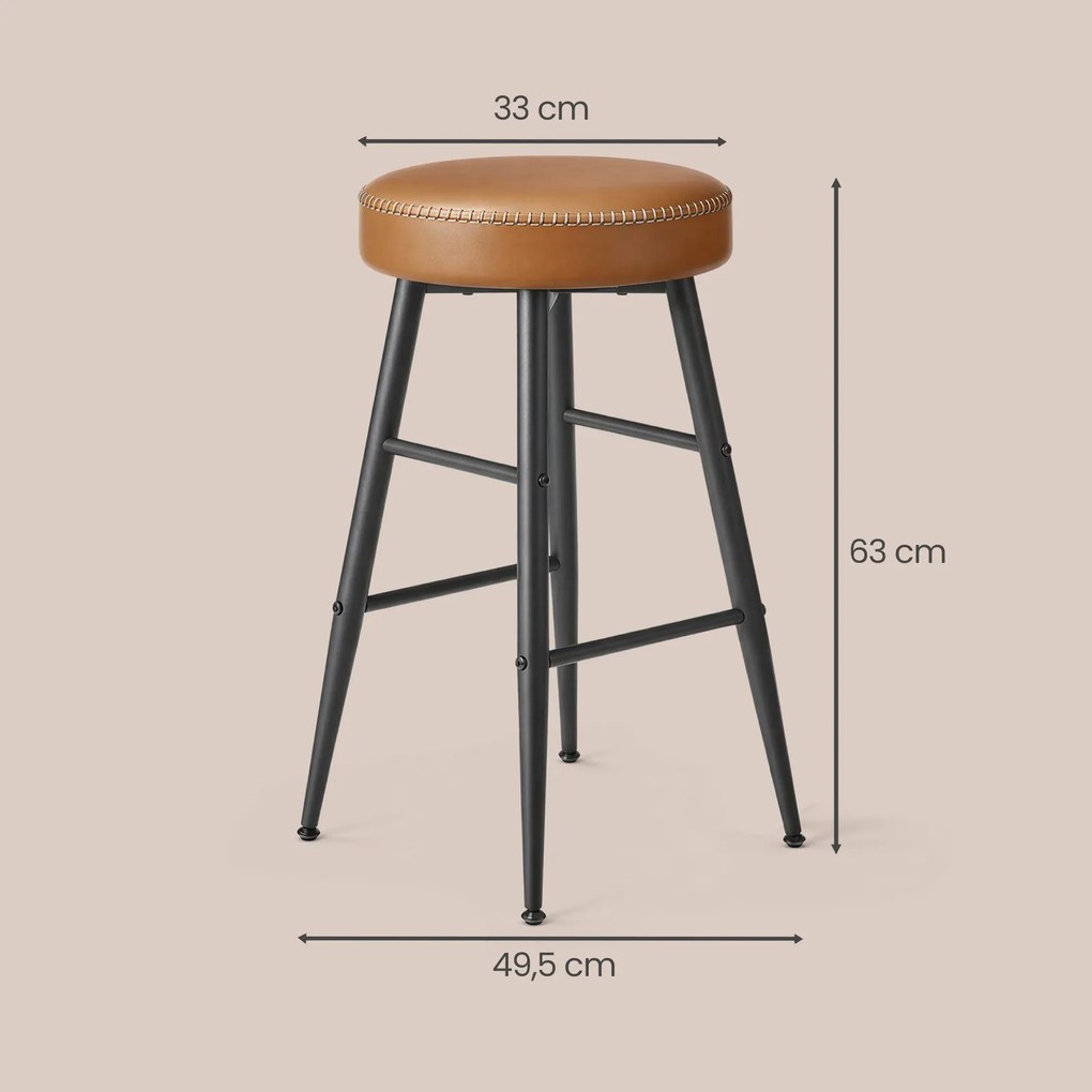 Conjunto de 2 bancos de bar 49,5 x 49,5 x 63 cm castanhos
