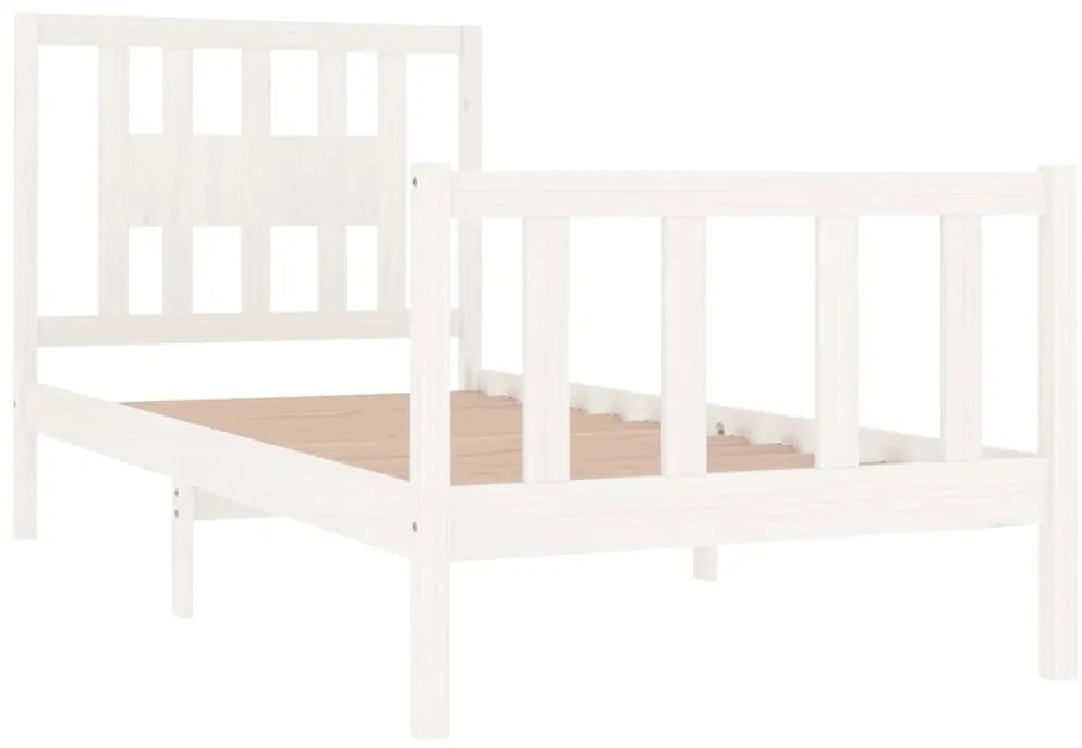 Estrutura de cama solteiro 90x190 cm madeira maciça branco