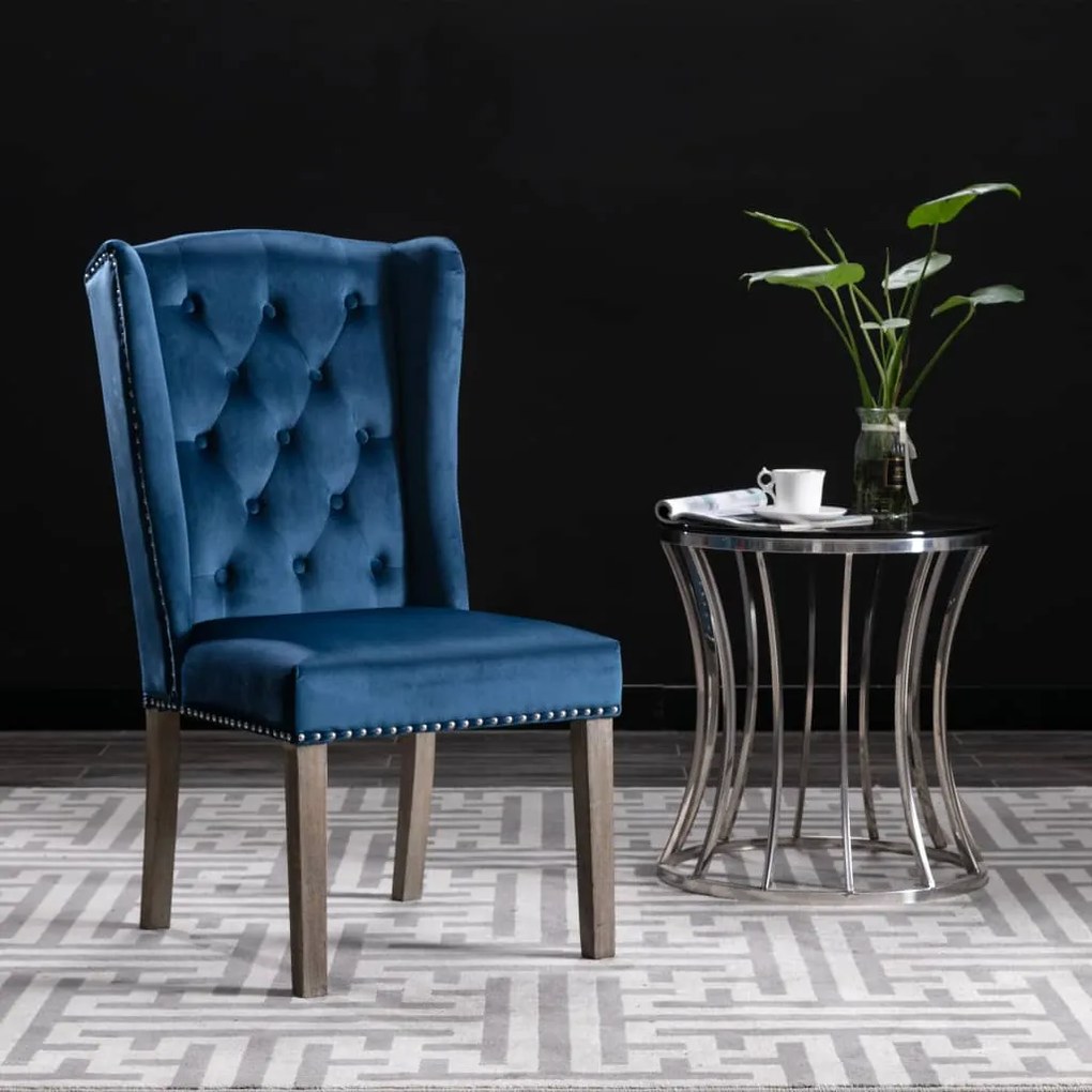 Cadeiras de jantar 6 pcs veludo azul