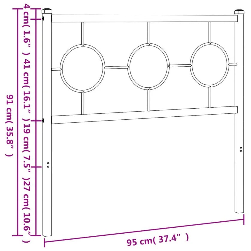 Cabeceira de cama 90 cm metal preto